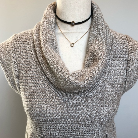 Xhilaration Beige Knit Cozy Cowl Neck Mini Sweater Dress Size XL - Picture 3 of 5